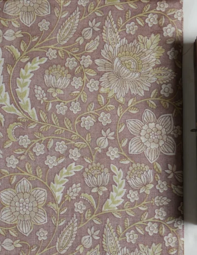 Dusty Rose Floral Printed Saree - Image 2
