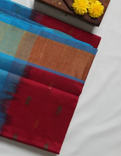 Festive Pink & Gold Woven Saree - Image 3