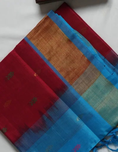 Festive Pink & Gold Woven Saree - Image 2