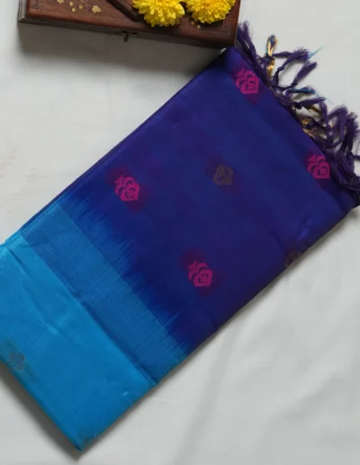 Festive Blue & Pink Woven Saree
