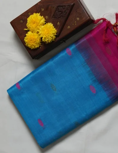 Vibrant Blue Textured Saree
