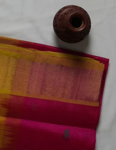 Festive Red & Blue Woven Saree - Image 3