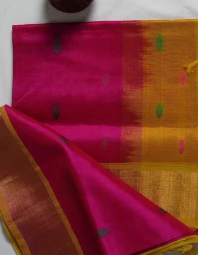 Festive Red & Blue Woven Saree - Image 2