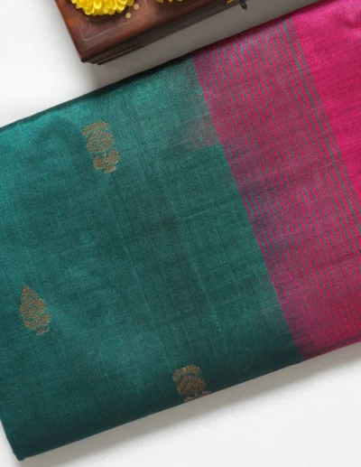 Festive Teal & Pink Woven Saree