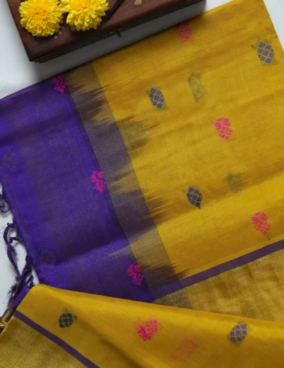 Mustard Yellow Dual-Tone Saree - Image 2