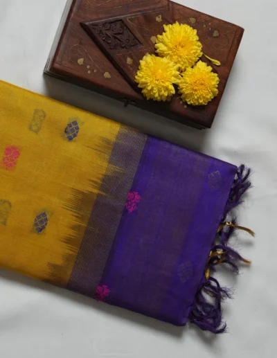 Mustard Yellow Dual-Tone Saree - Image 3