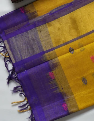 Mustard Yellow Dual-Tone Saree - Image 4