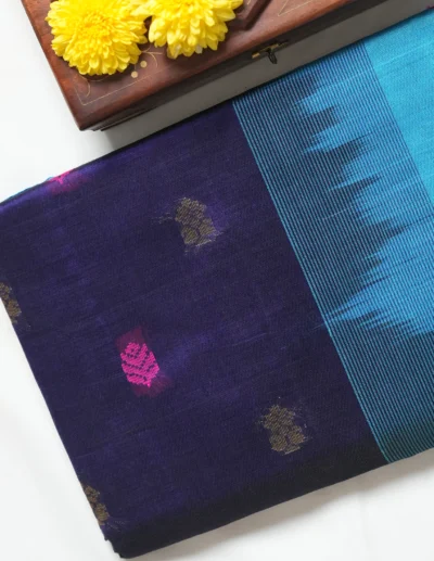 Navy & Turquoise Saree - Image 2
