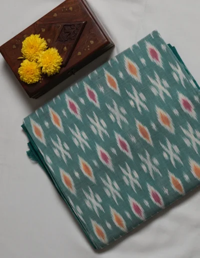 Teal Green Printed Saree - Image 2