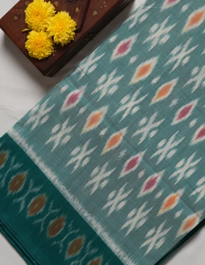 Teal Green Printed Saree
