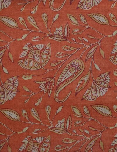 Peach Pink Floral Saree - Image 4