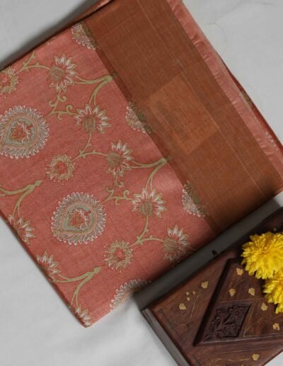 Peach Pink Floral Saree