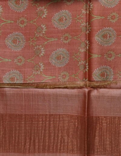 Peach Pink Floral Saree - Image 2