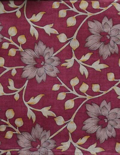 Berry Maroon Floral Printed Saree - Image 4