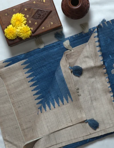 Royal Blue Textured Saree