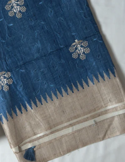 Royal Blue Textured Saree - Image 2