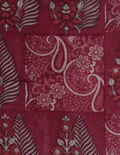 Maroon Block Print Saree - Image 4