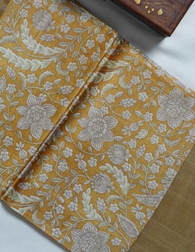 Mustard Yellow Floral Printed Saree