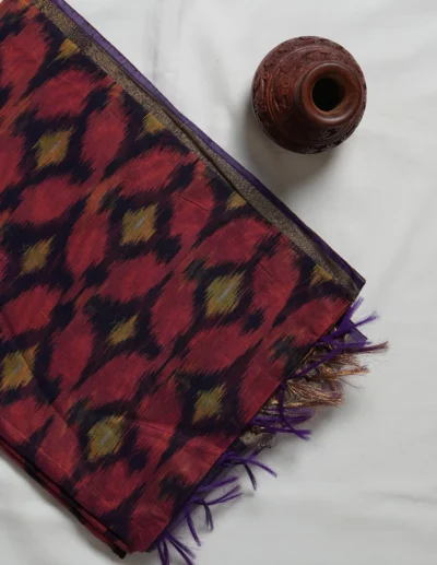 Abstract Patterned Ikat Saree - Image 4