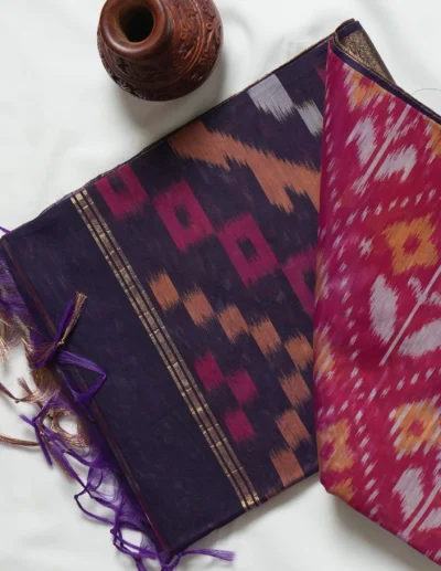 Purple and Pink Dual-Tone Saree