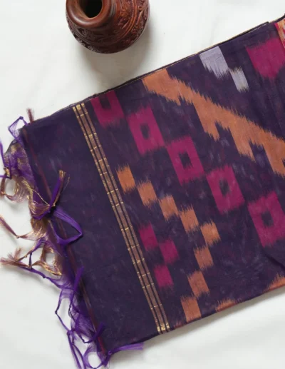 Purple and Pink Dual-Tone Saree - Image 4