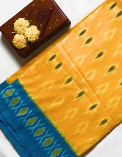 Mustard Yellow  Pochampally Cotton Saree