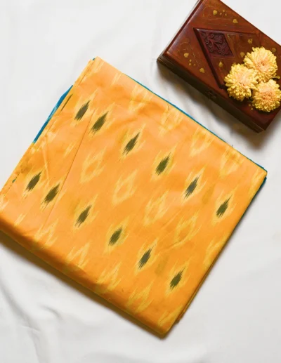 Mustard Yellow  Pochampally Cotton Saree - Image 4
