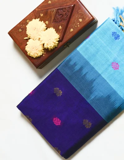 Navy & Turquoise Double Color Saree