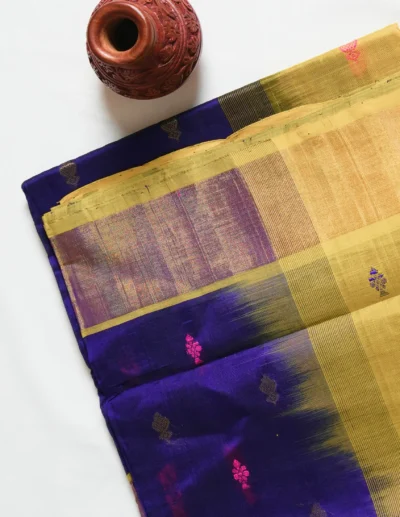 Yellow & Purple Double Color Saree - Image 3