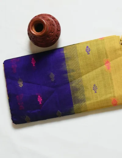Yellow & Purple Double Color Saree - Image 2