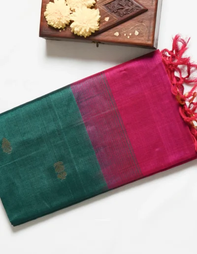 Festive Teal & Pink Double Color Saree