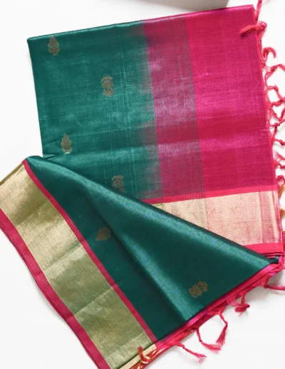 Festive Teal & Pink Double Color Saree - Image 3
