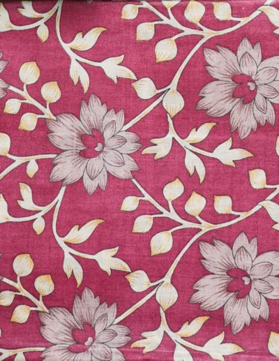 Berry Maroon Floral Printed Tusser Saree - Image 3