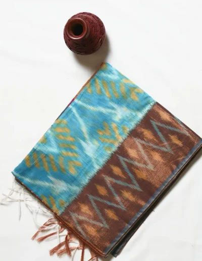 Sky Blue Pochampally Cotton Saree