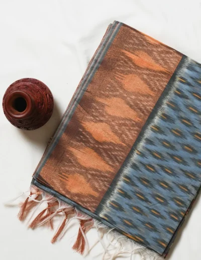 Abstract Patterned Pochampally Cotton Saree - Image 2