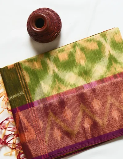 Vibrant Green Pochampally Cotton Saree