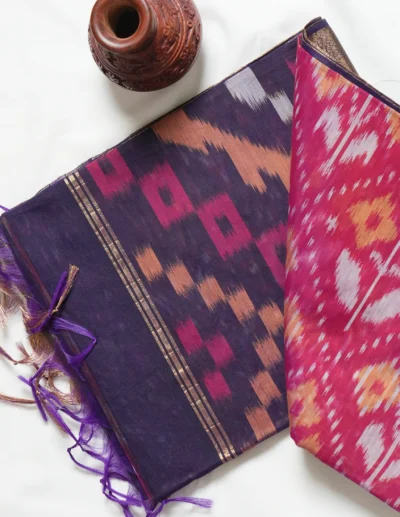 Purple and Pink Pochampally Cotton Saree